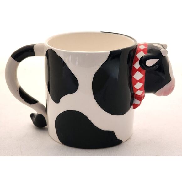 MUG-RUSS-Black & White Cow-3-D Design-Whimsical-Farm Animal-Holds 12 oz - Picture 4 of 14